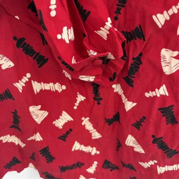 Vtg Barry Bricken Red Chess Piece Mock Neck Blouse Womans Size 10 *see Info* 26H - Picture 4 of 7